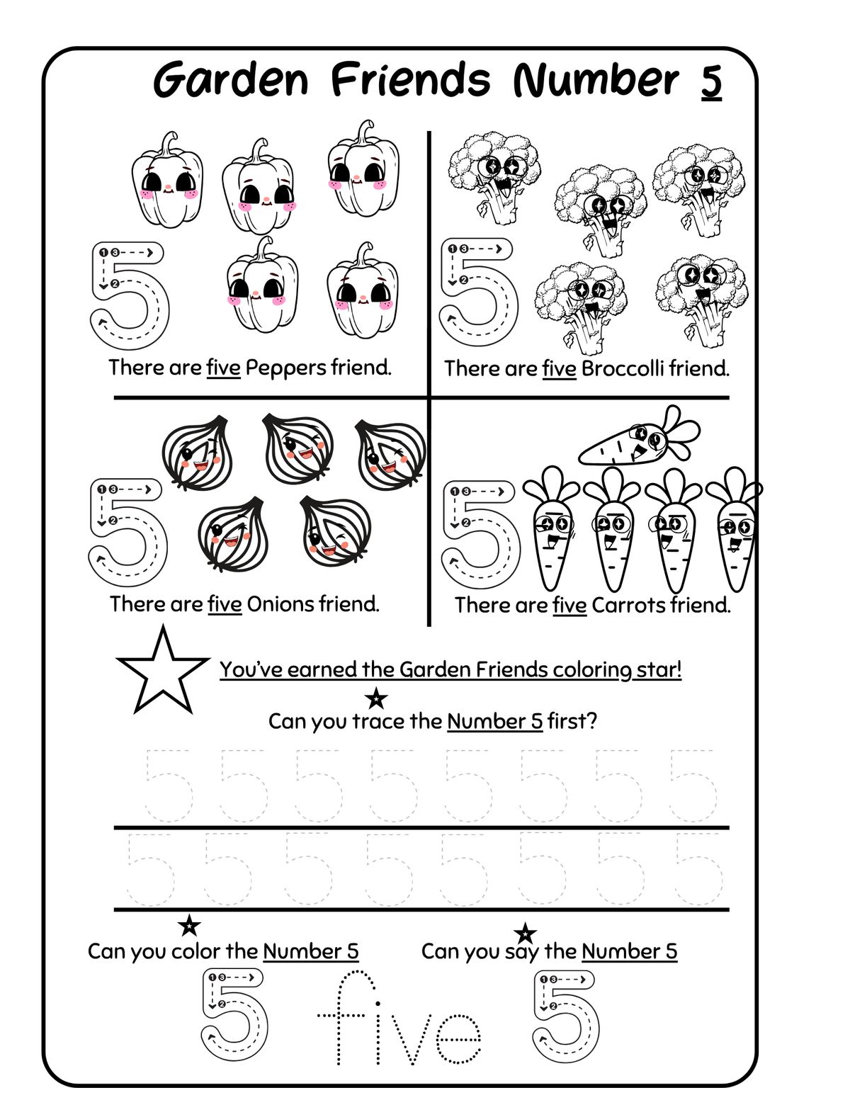 Count & Color The # 5 Worksheet