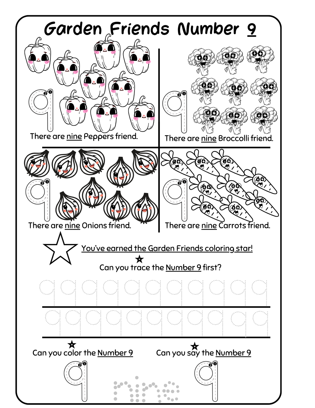 Count & Color The # 9 Worksheet