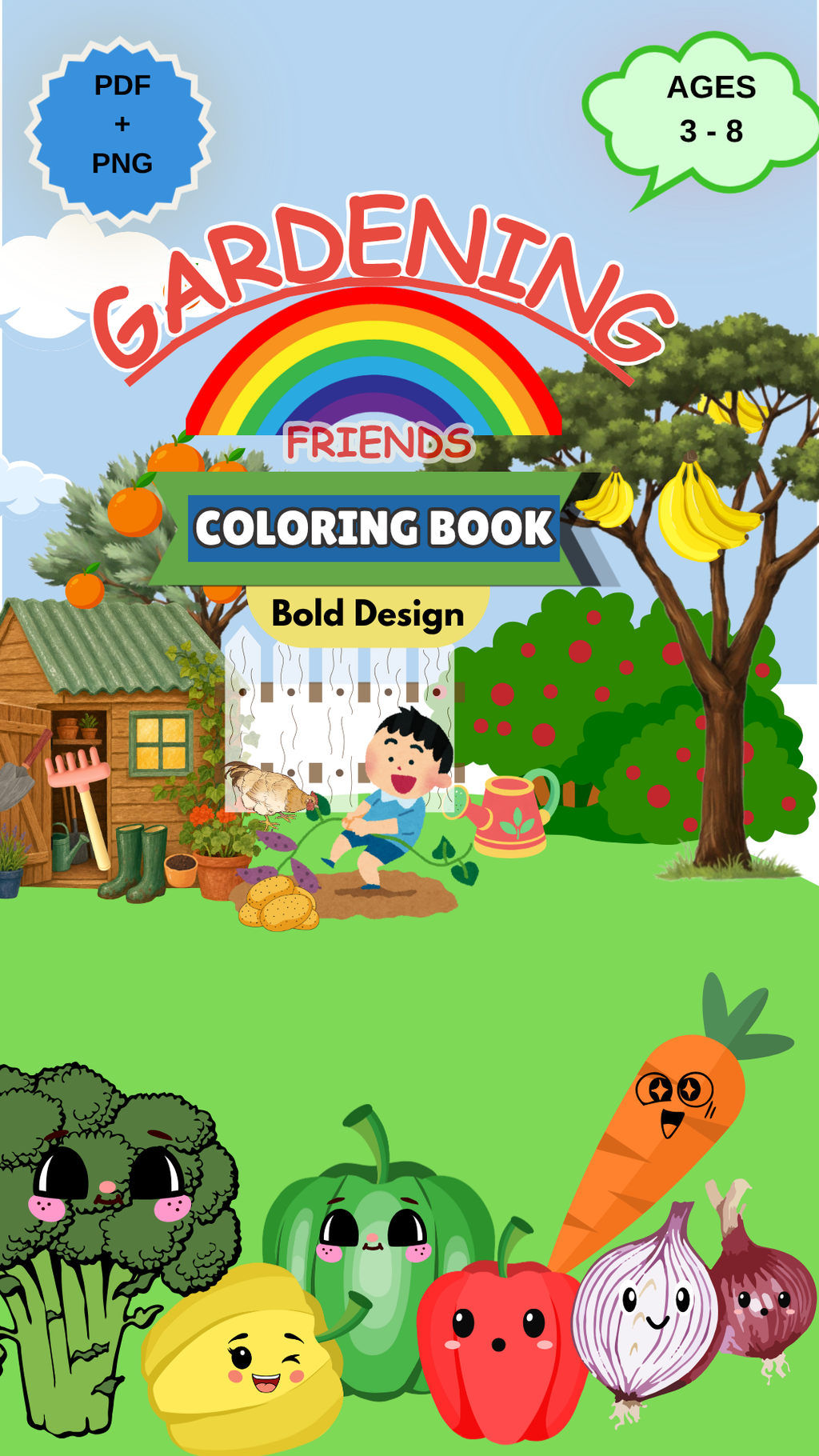 Kids' Gardening Friends Coloring eBook