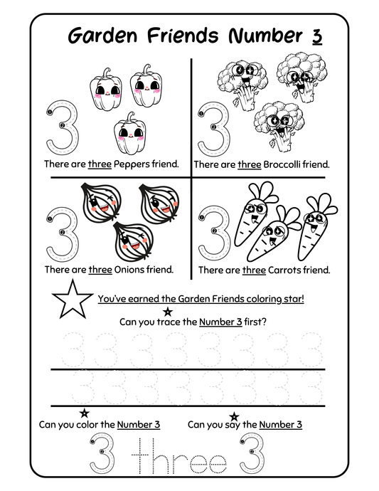 Count & Color The # 3 Worksheet