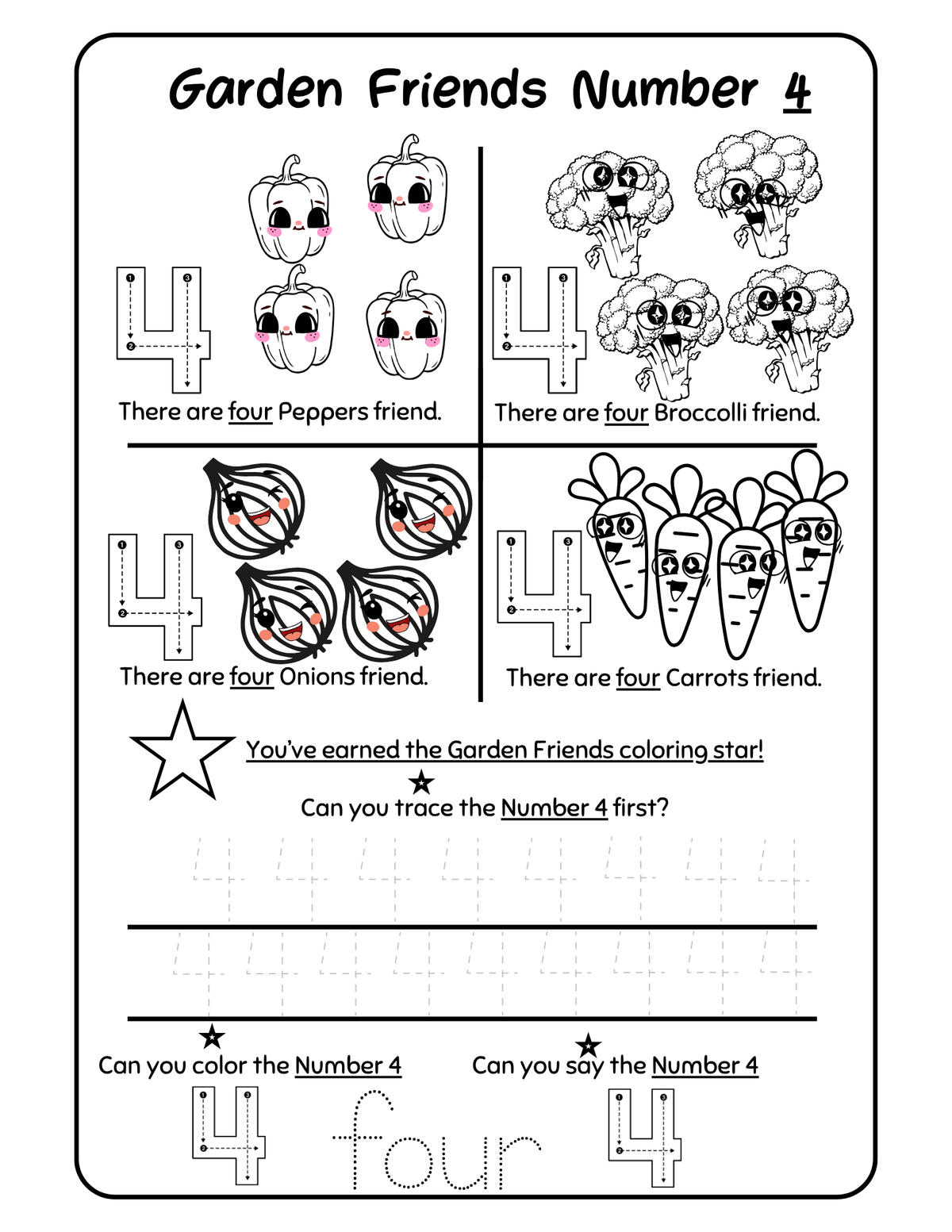 Count & Color The # 4 Worksheet