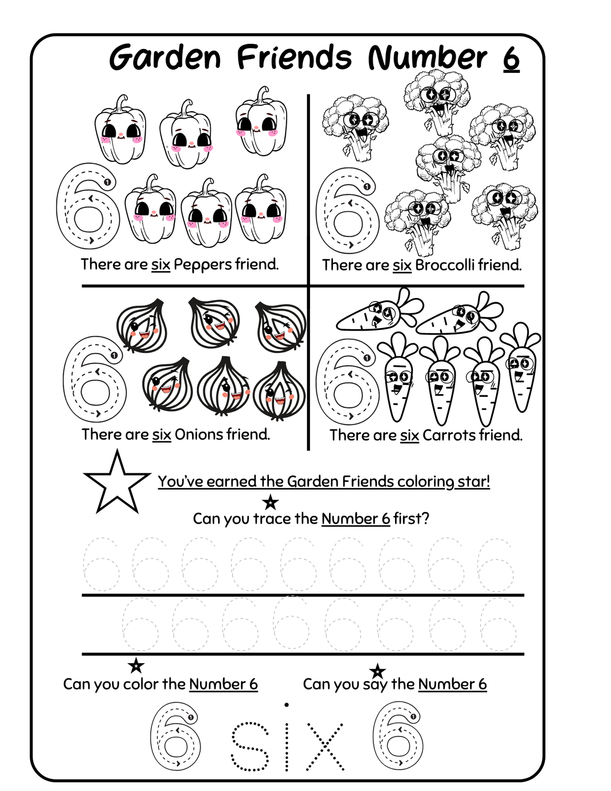 Count & Color The # 6 Worksheet