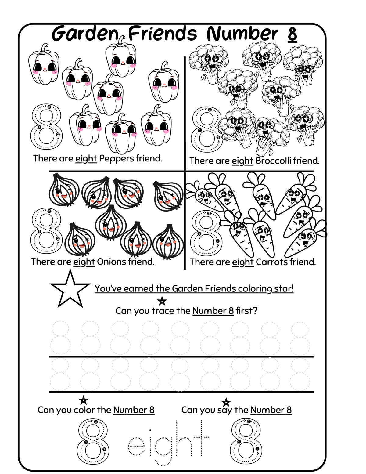 Count & Color The # 8 Worksheet